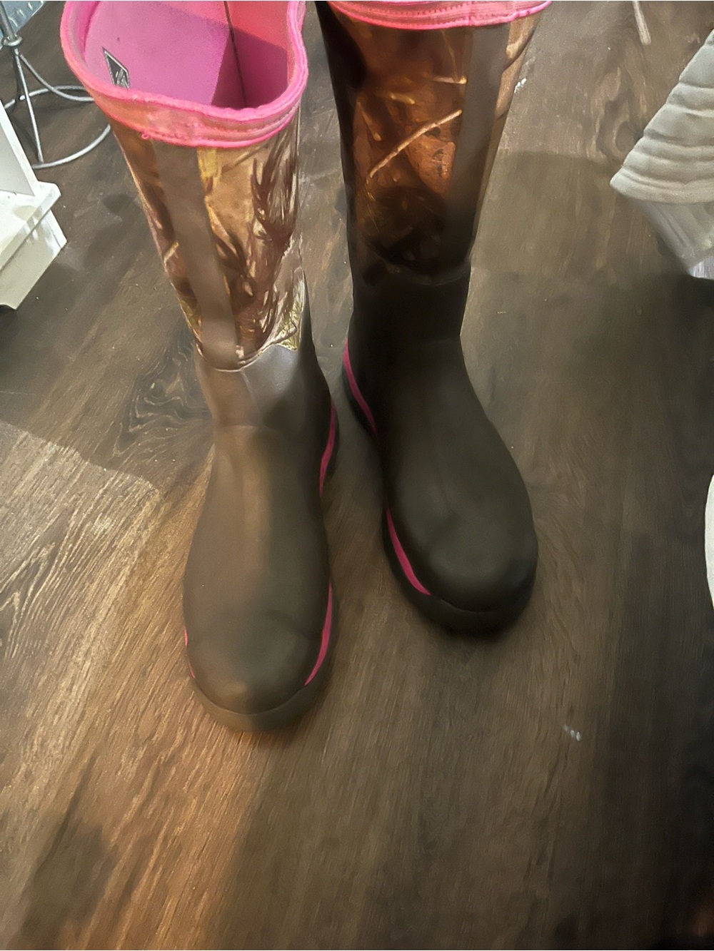 Women’s Brown Rain Boots with Pink Trim – Waterproof Winter Boot